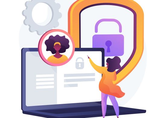 Face recognition, personal identification, secure access. Profile entry, data storage opening. Female account holder cartoon character. Vector isolated concept metaphor illustration.